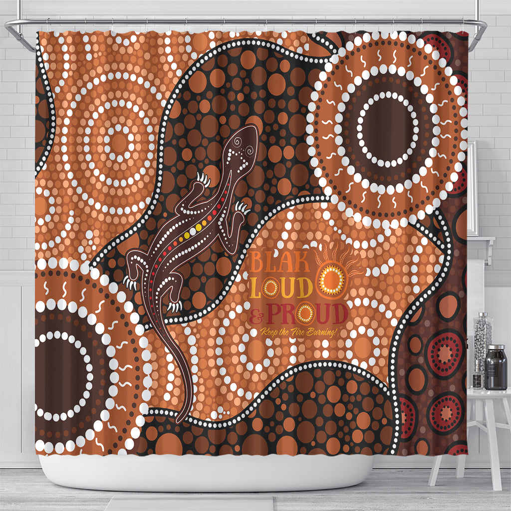 Lizard NAIDOC 2024 Shower Curtain Aboriginal Art Style