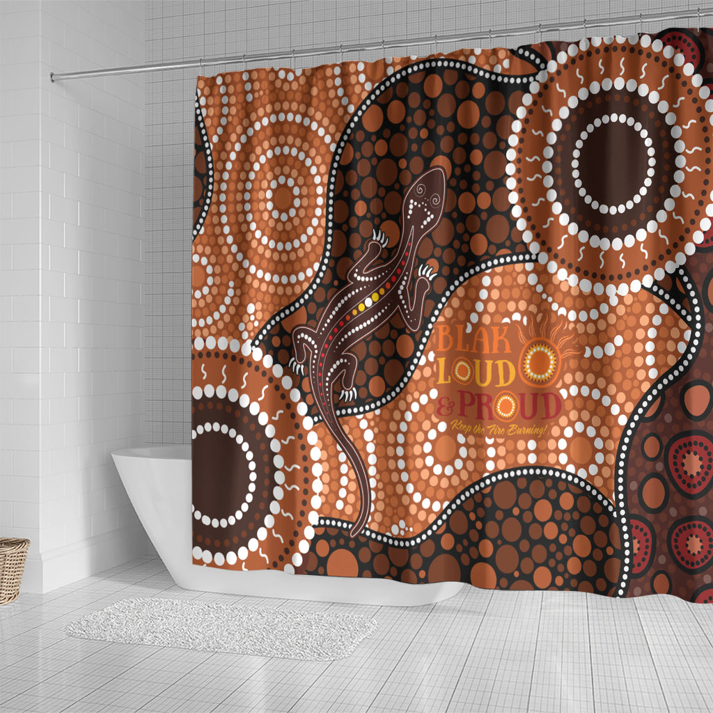 Lizard NAIDOC 2024 Shower Curtain Aboriginal Art Style