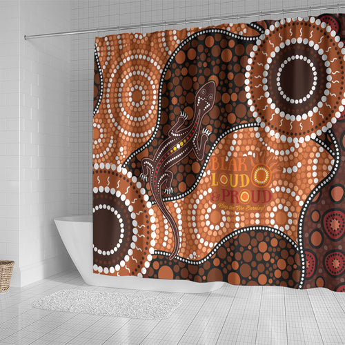 Lizard NAIDOC 2024 Shower Curtain Aboriginal Art Style