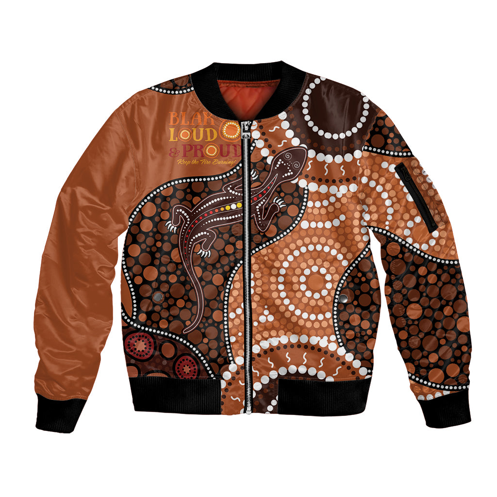 Lizard NAIDOC 2024 Sleeve Zip Bomber Jacket Aboriginal Art Style