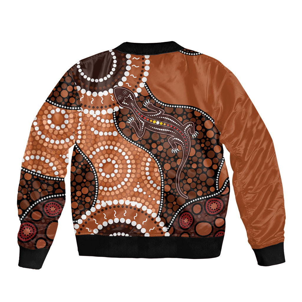Lizard NAIDOC 2024 Sleeve Zip Bomber Jacket Aboriginal Art Style
