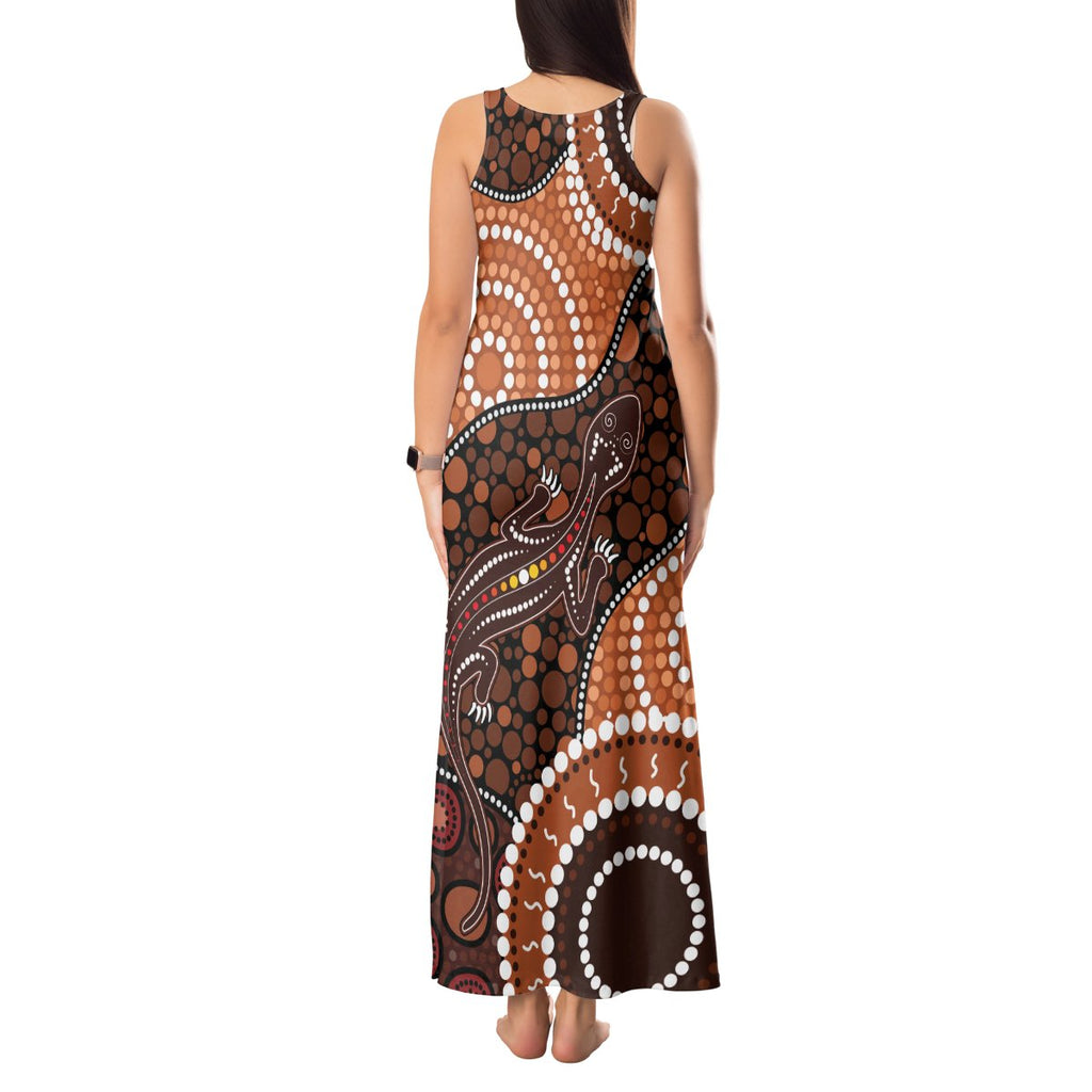 Lizard NAIDOC 2024 Tank Maxi Dress Aboriginal Art Style