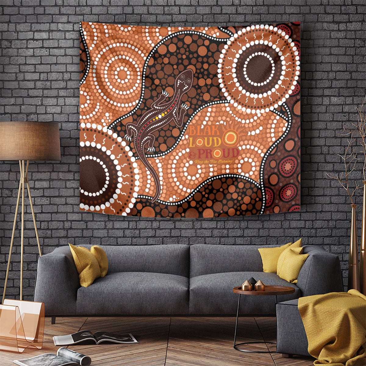 Lizard NAIDOC 2024 Tapestry Aboriginal Art Style