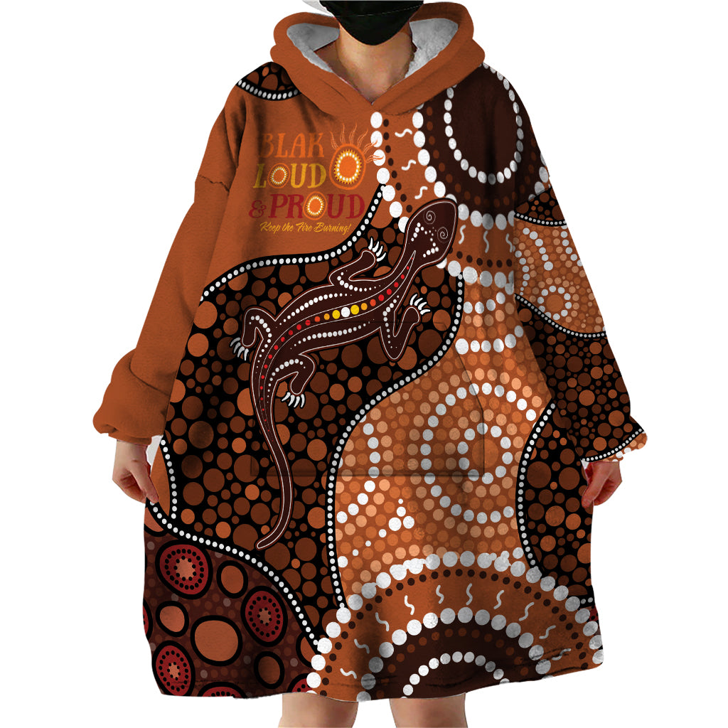 Lizard NAIDOC 2024 Wearable Blanket Hoodie Aboriginal Art Style