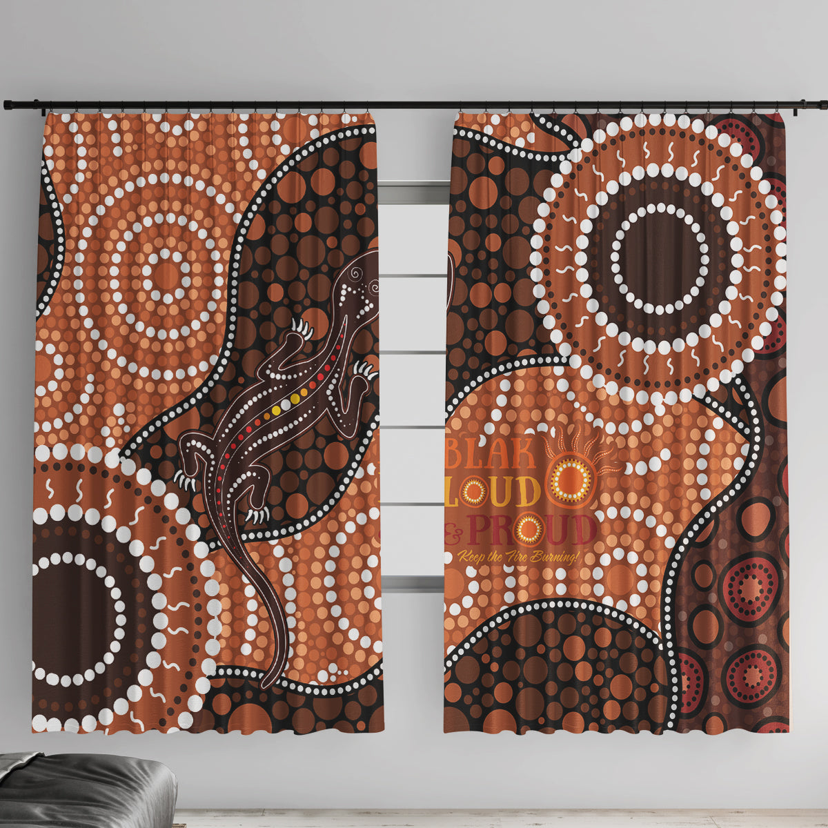 Lizard NAIDOC 2024 Window Curtain Aboriginal Art Style