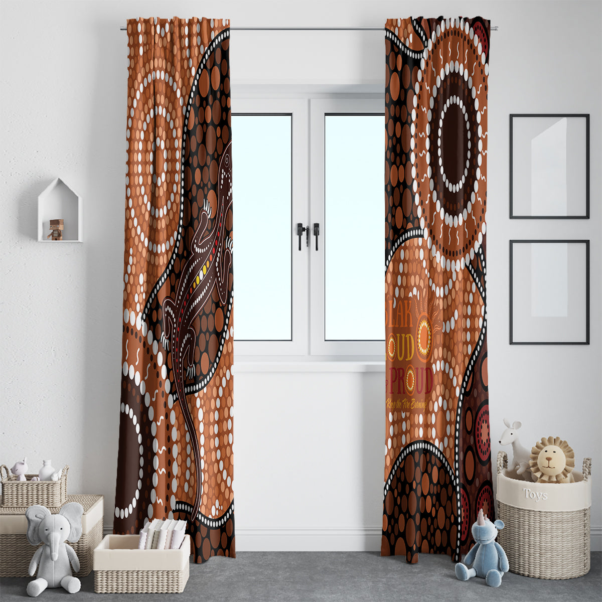 Lizard NAIDOC 2024 Window Curtain Aboriginal Art Style