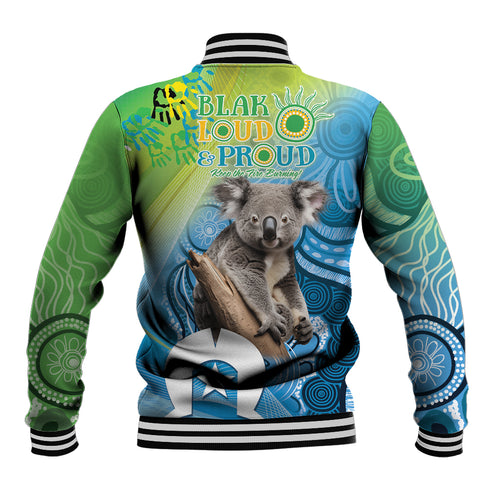 Vivid Minimal Koala NAIDOC 2024 Baseball Jacket Aboriginal Art Style
