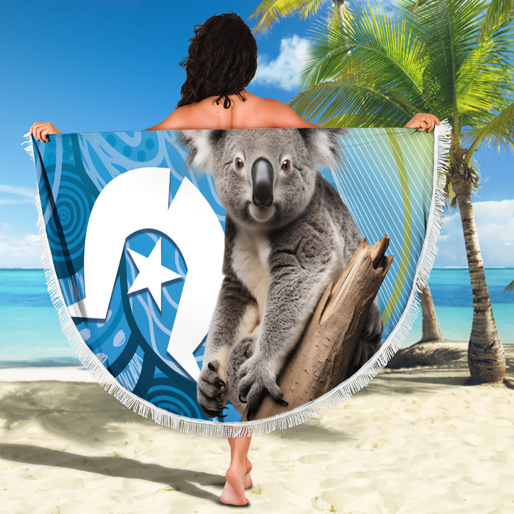 Vivid Minimal Koala NAIDOC 2024 Beach Blanket Aboriginal Art Style