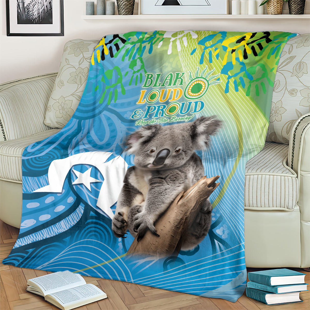 Vivid Minimal Koala NAIDOC 2024 Blanket Aboriginal Art Style
