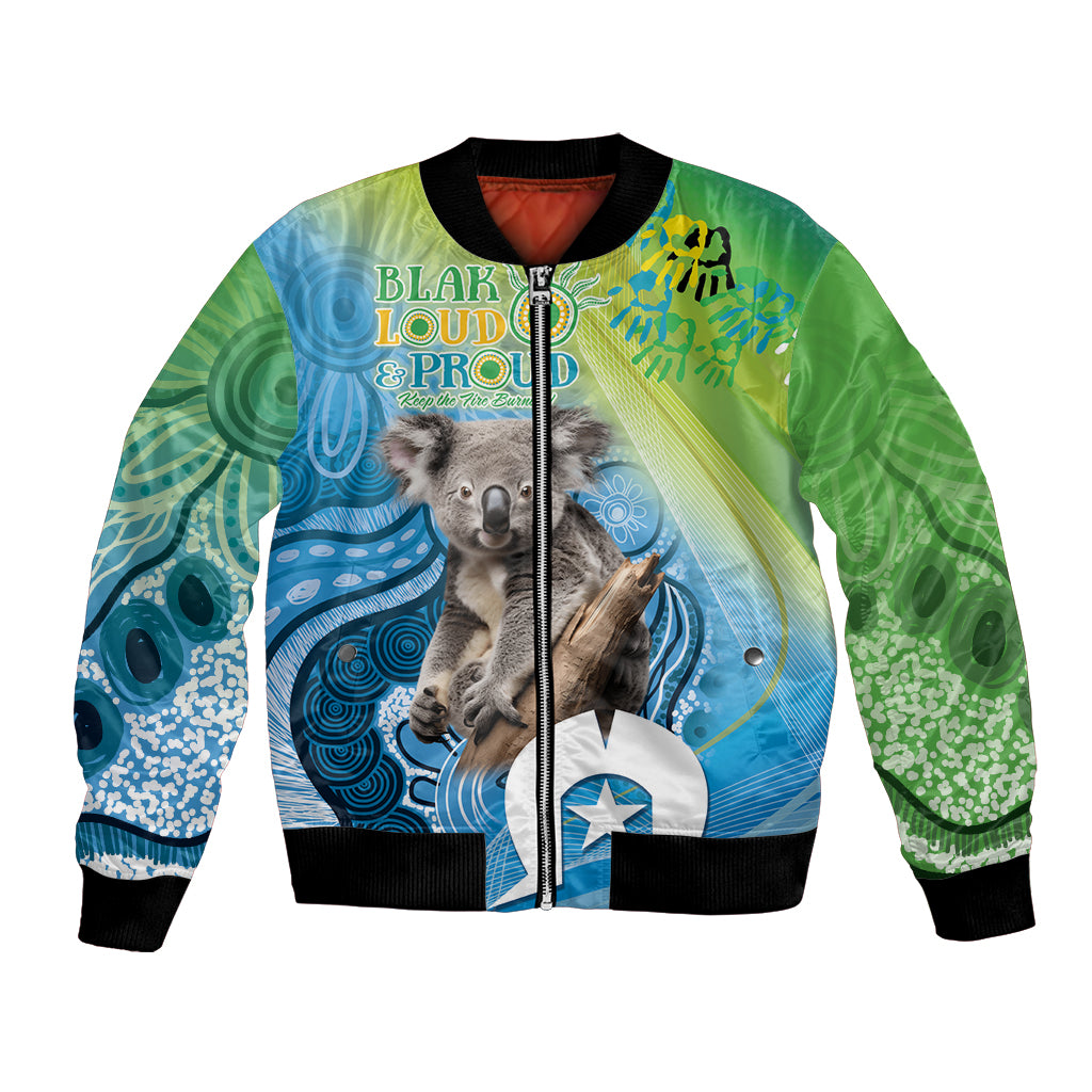 Vivid Minimal Koala NAIDOC 2024 Bomber Jacket Aboriginal Art Style