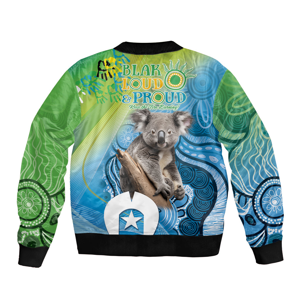 Vivid Minimal Koala NAIDOC 2024 Bomber Jacket Aboriginal Art Style