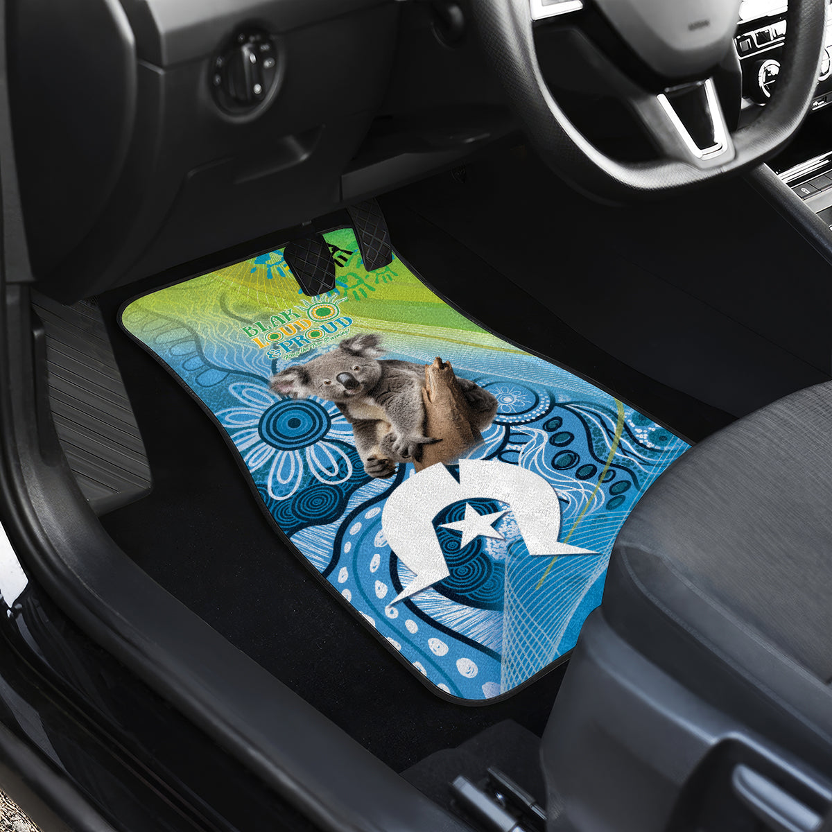 Vivid Minimal Koala NAIDOC 2024 Car Mats Aboriginal Art Style