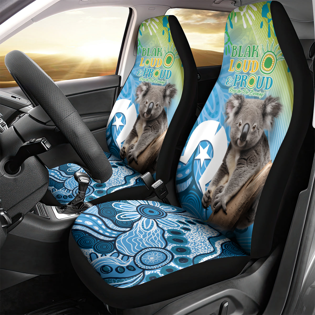 Vivid Minimal Koala NAIDOC 2024 Car Seat Cover Aboriginal Art Style