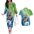 Vivid Minimal Koala NAIDOC 2024 Couples Matching Off The Shoulder Long Sleeve Dress and Hawaiian Shirt Aboriginal Art Style