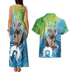 Vivid Minimal Koala NAIDOC 2024 Couples Matching Tank Maxi Dress and Hawaiian Shirt Aboriginal Art Style