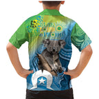 Vivid Minimal Koala NAIDOC 2024 Family Matching Mermaid Dress and Hawaiian Shirt Aboriginal Art Style