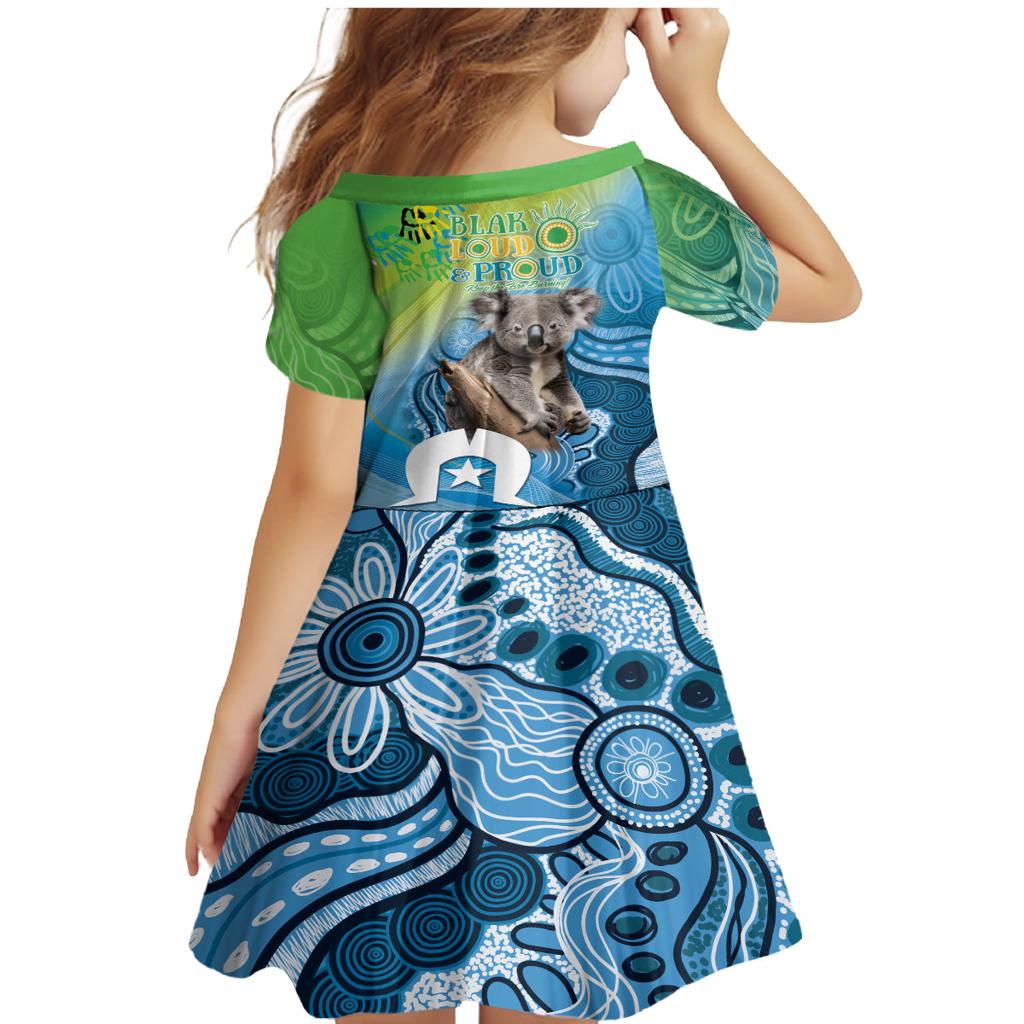Vivid Minimal Koala NAIDOC 2024 Family Matching Mermaid Dress and Hawaiian Shirt Aboriginal Art Style