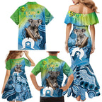 Vivid Minimal Koala NAIDOC 2024 Family Matching Mermaid Dress and Hawaiian Shirt Aboriginal Art Style