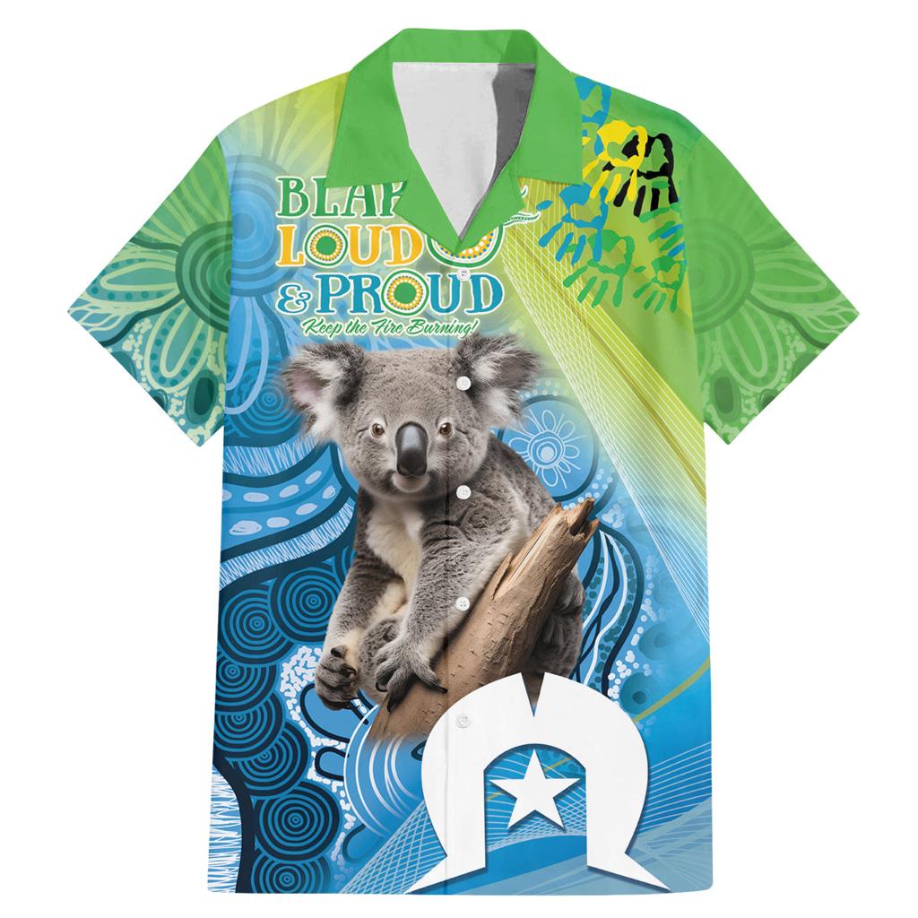 Vivid Minimal Koala NAIDOC 2024 Family Matching Mermaid Dress and Hawaiian Shirt Aboriginal Art Style