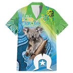 Vivid Minimal Koala NAIDOC 2024 Family Matching Mermaid Dress and Hawaiian Shirt Aboriginal Art Style