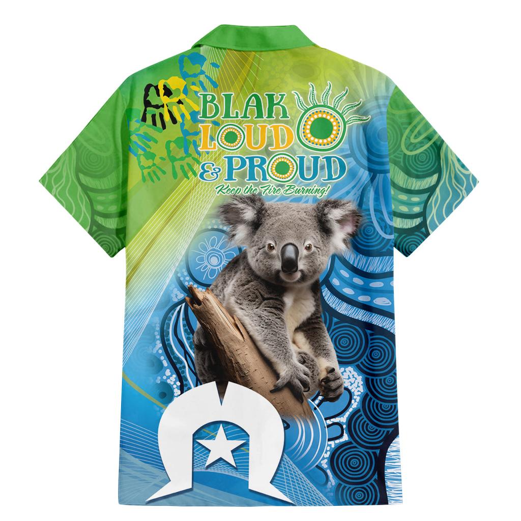 Vivid Minimal Koala NAIDOC 2024 Family Matching Mermaid Dress and Hawaiian Shirt Aboriginal Art Style