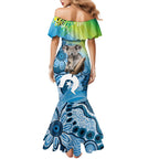 Vivid Minimal Koala NAIDOC 2024 Family Matching Mermaid Dress and Hawaiian Shirt Aboriginal Art Style