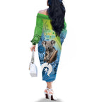 Vivid Minimal Koala NAIDOC 2024 Family Matching Off The Shoulder Long Sleeve Dress and Hawaiian Shirt Aboriginal Art Style