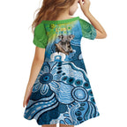 Vivid Minimal Koala NAIDOC 2024 Family Matching Puletasi and Hawaiian Shirt Aboriginal Art Style