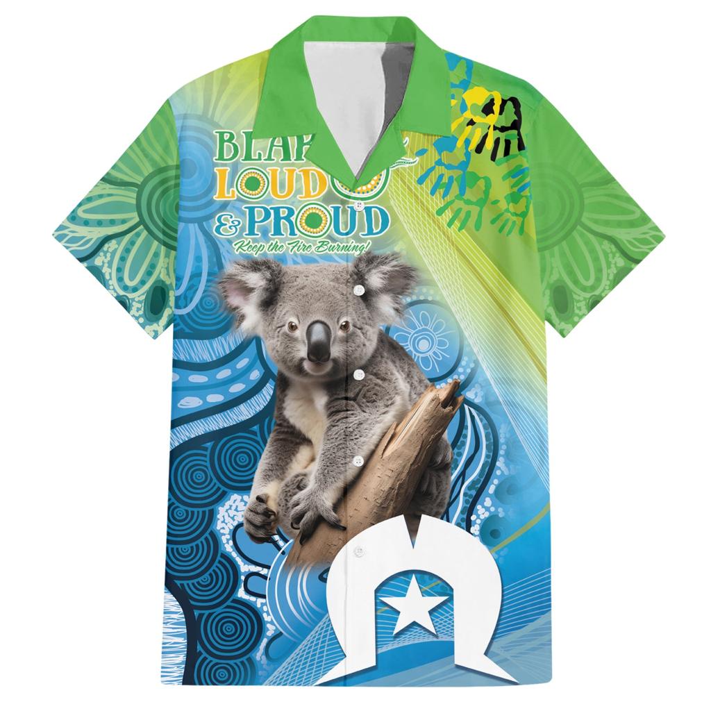Vivid Minimal Koala NAIDOC 2024 Family Matching Short Sleeve Bodycon Dress and Hawaiian Shirt Aboriginal Art Style