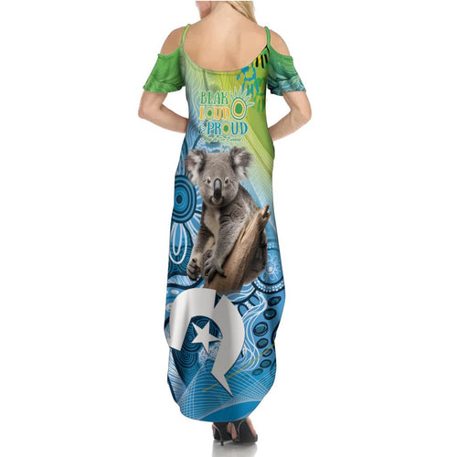 Vivid Minimal Koala NAIDOC 2024 Family Matching Summer Maxi Dress and Hawaiian Shirt Aboriginal Art Style