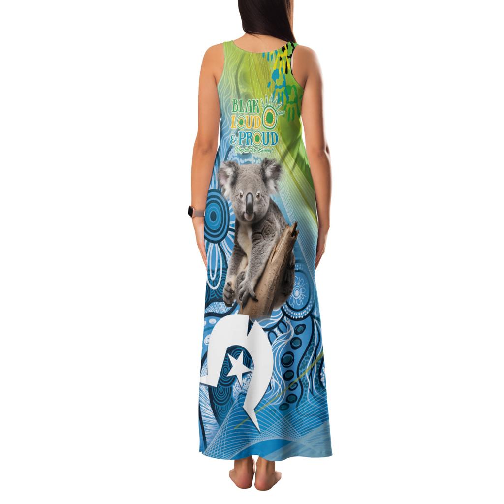 Vivid Minimal Koala NAIDOC 2024 Family Matching Tank Maxi Dress and Hawaiian Shirt Aboriginal Art Style