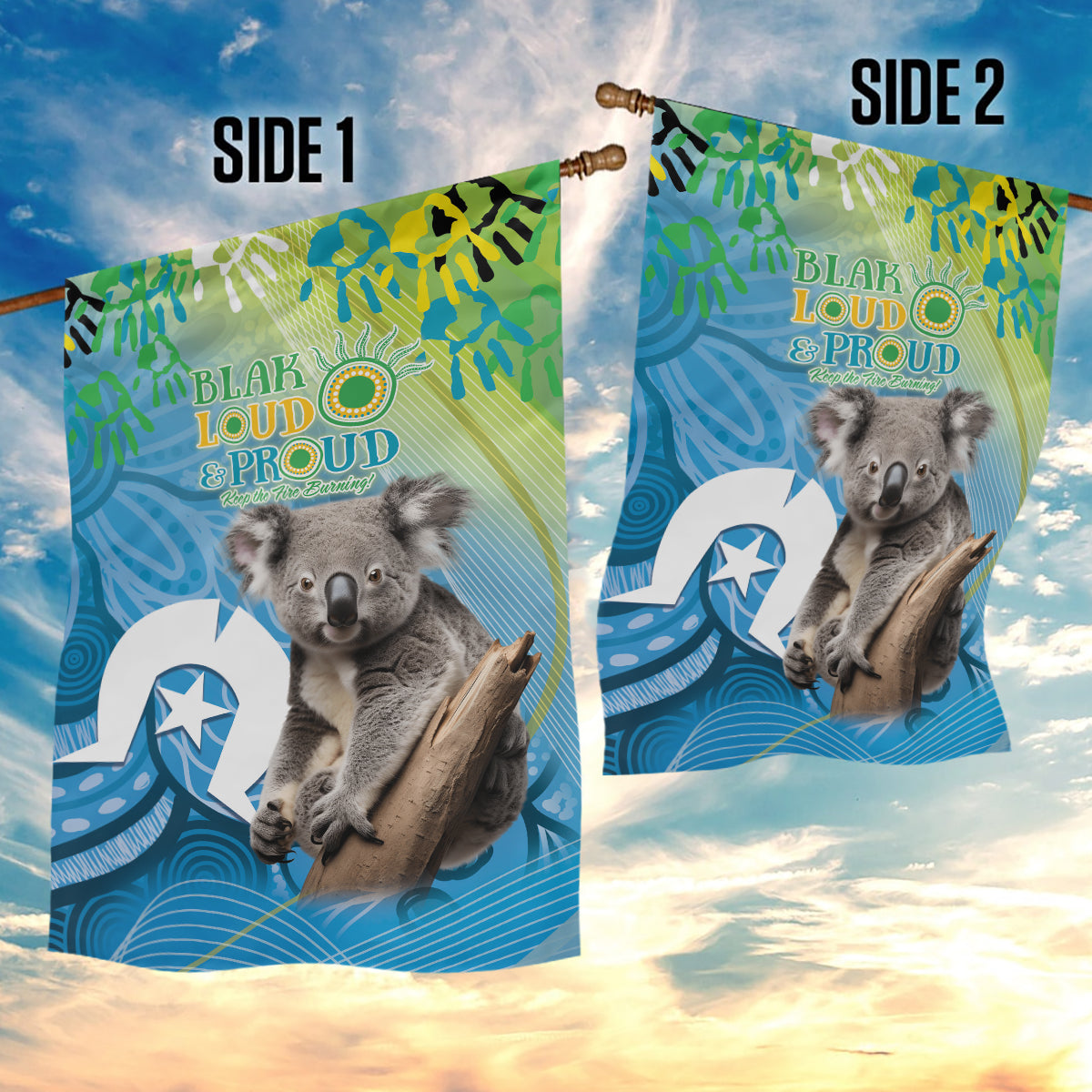 Vivid Minimal Koala NAIDOC 2024 Garden Flag Aboriginal Art Style
