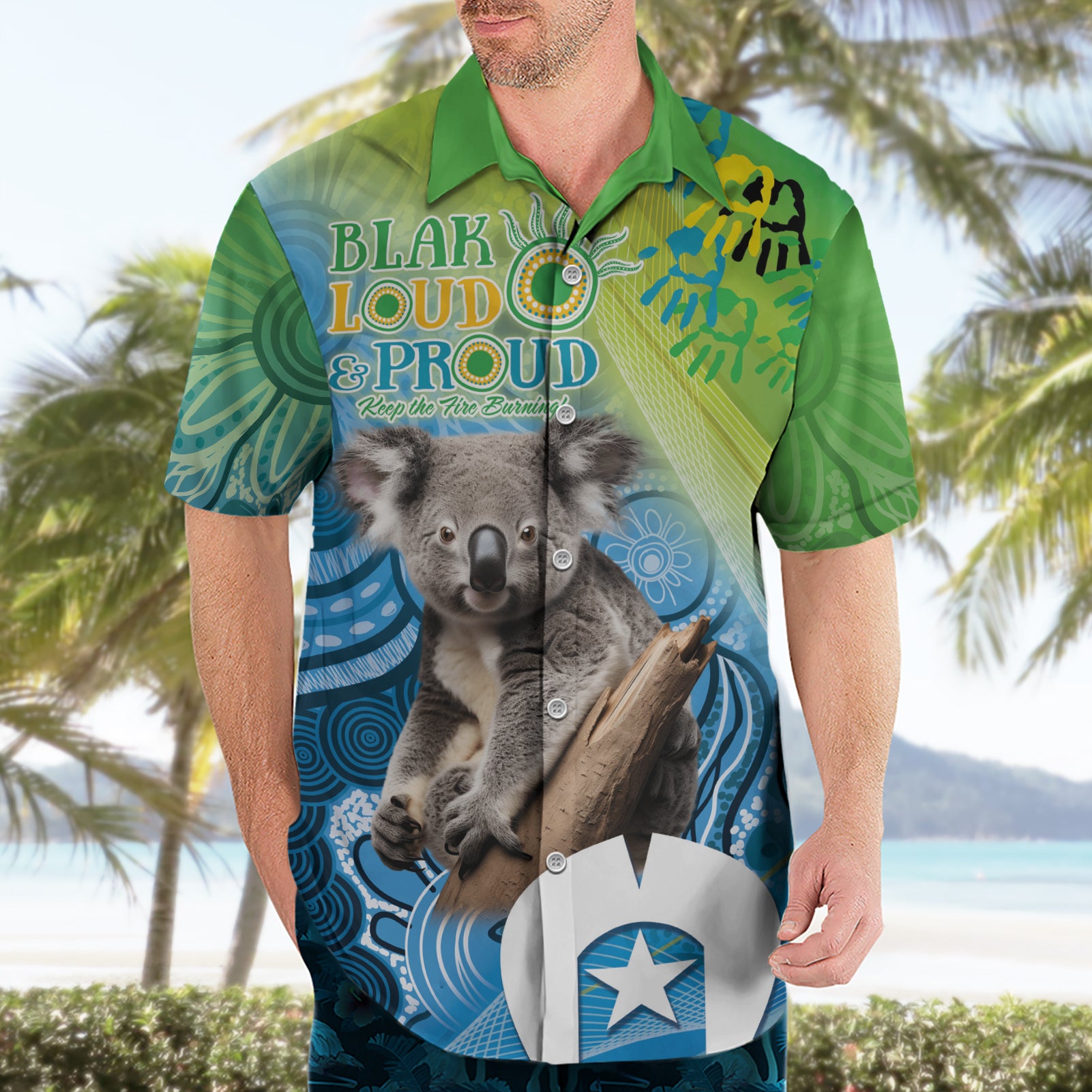 Vivid Minimal Koala NAIDOC 2024 Hawaiian Shirt Aboriginal Art Style