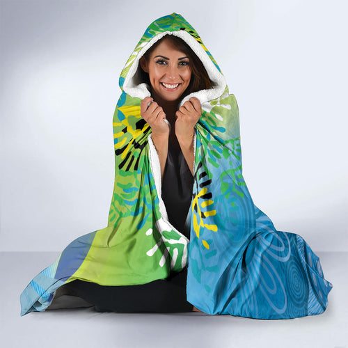 Vivid Minimal Koala NAIDOC 2024 Hooded Blanket Aboriginal Art Style