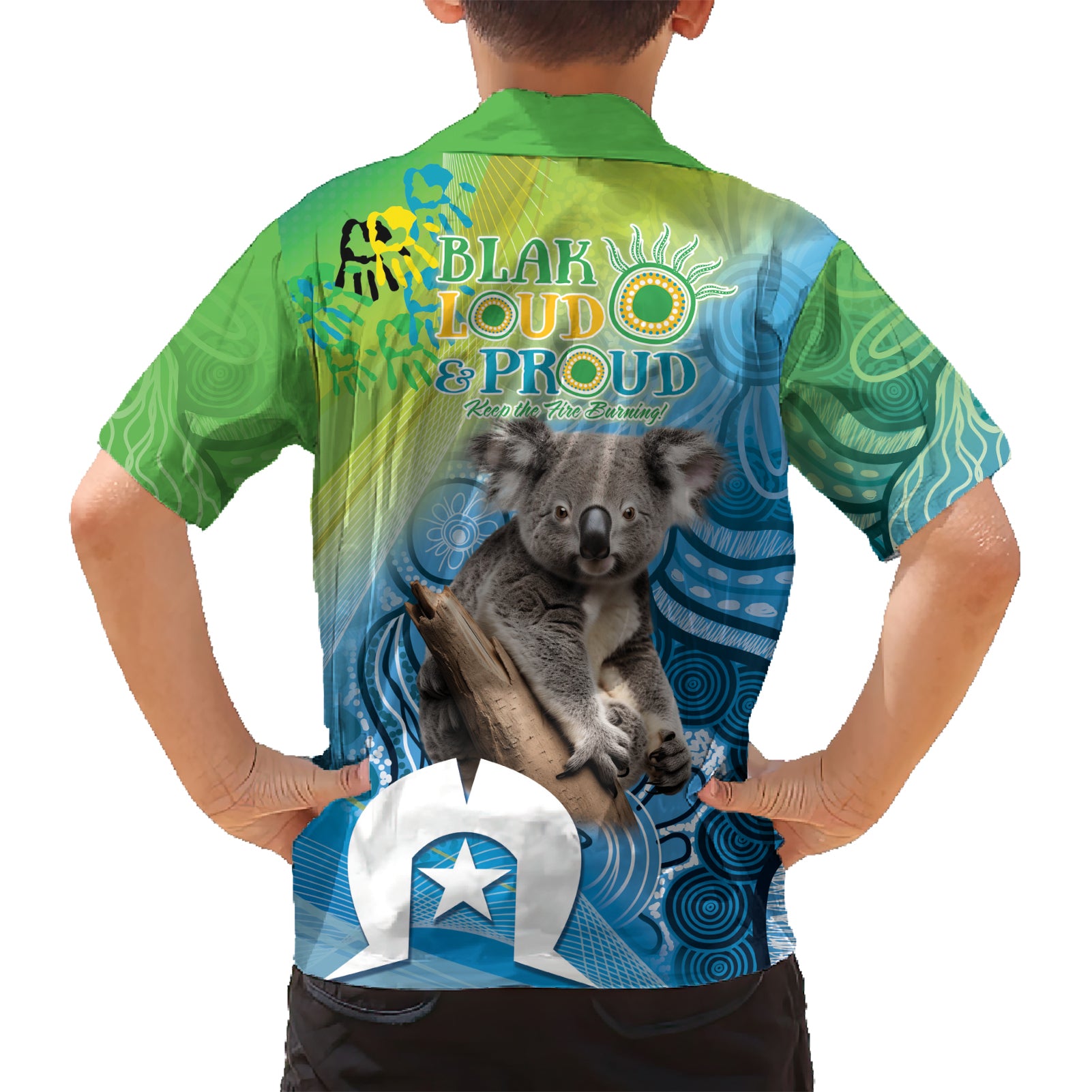 Vivid Minimal Koala NAIDOC 2024 Kid Hawaiian Shirt Aboriginal Art Style