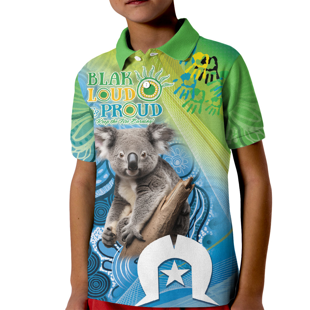Vivid Minimal Koala NAIDOC 2024 Kid Polo Shirt Aboriginal Art Style