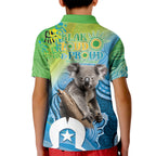 Vivid Minimal Koala NAIDOC 2024 Kid Polo Shirt Aboriginal Art Style