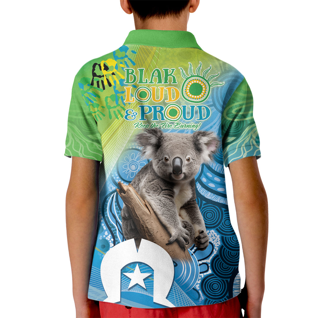 Vivid Minimal Koala NAIDOC 2024 Kid Polo Shirt Aboriginal Art Style