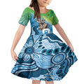 Vivid Minimal Koala NAIDOC 2024 Kid Short Sleeve Dress Aboriginal Art Style