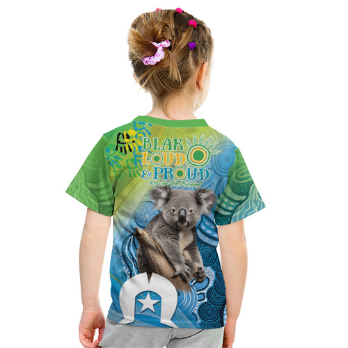 Vivid Minimal Koala NAIDOC 2024 Kid T Shirt Aboriginal Art Style