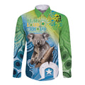 Vivid Minimal Koala NAIDOC 2024 Long Sleeve Button Shirt Aboriginal Art Style
