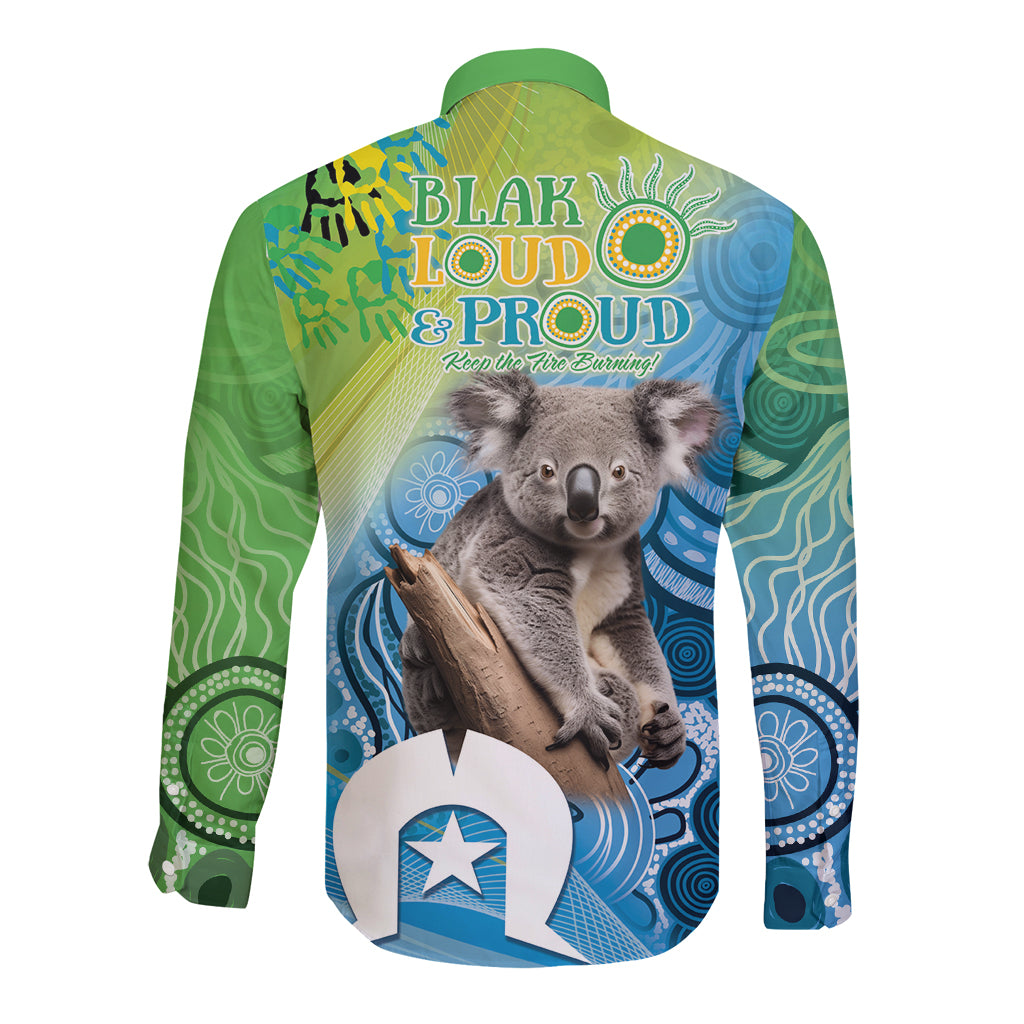 Vivid Minimal Koala NAIDOC 2024 Long Sleeve Button Shirt Aboriginal Art Style