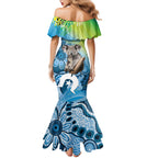 Vivid Minimal Koala NAIDOC 2024 Mermaid Dress Aboriginal Art Style