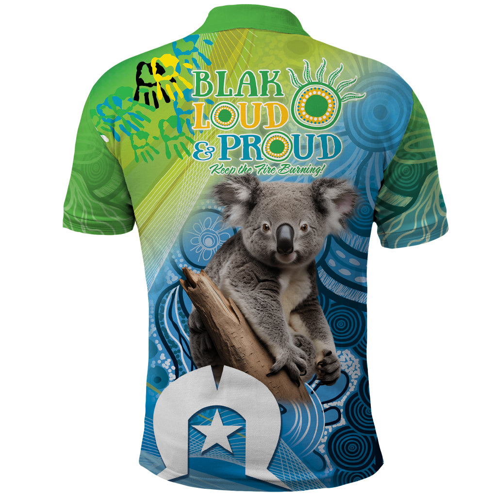 Vivid Minimal Koala NAIDOC 2024 Polo Shirt Aboriginal Art Style