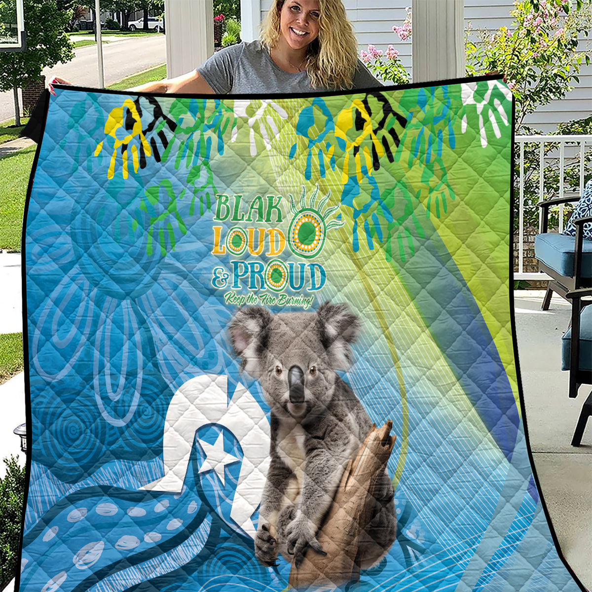 Vivid Minimal Koala NAIDOC 2024 Quilt Aboriginal Art Style