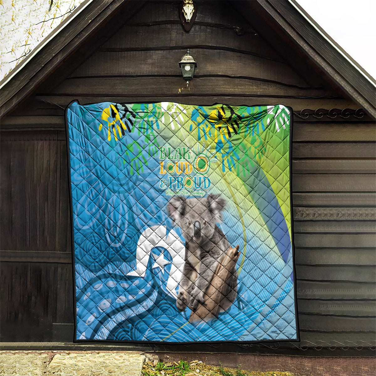 Vivid Minimal Koala NAIDOC 2024 Quilt Aboriginal Art Style
