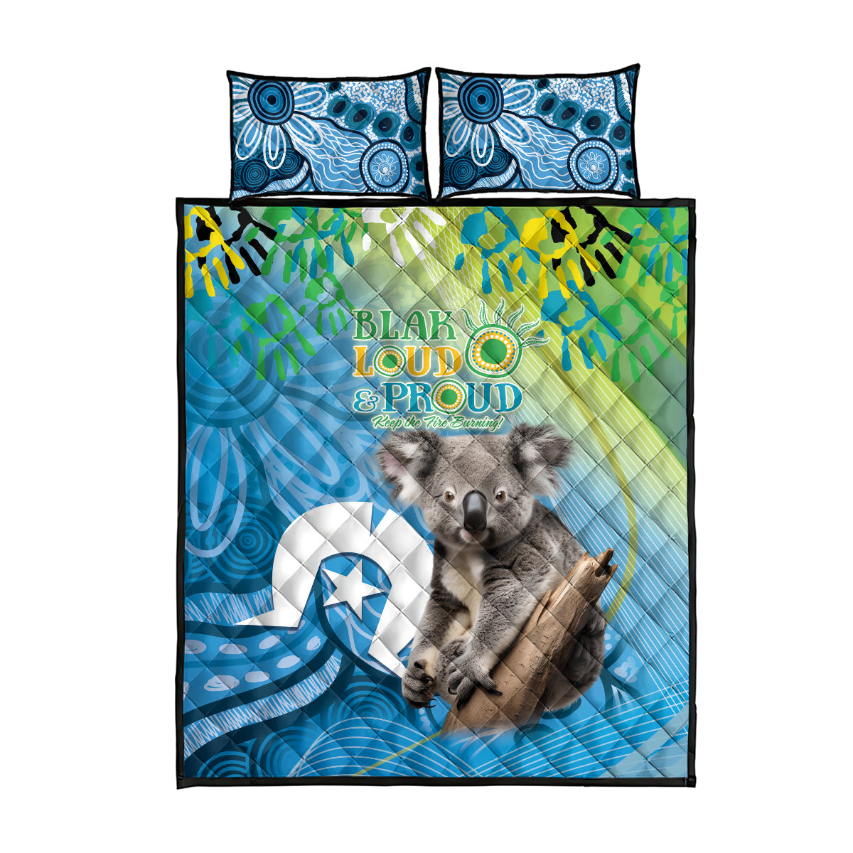 Vivid Minimal Koala NAIDOC 2024 Quilt Bed Set Aboriginal Art Style