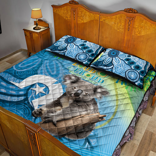 Vivid Minimal Koala NAIDOC 2024 Quilt Bed Set Aboriginal Art Style