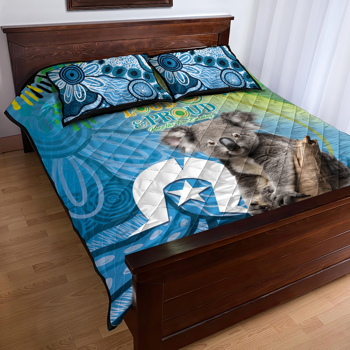 Vivid Minimal Koala NAIDOC 2024 Quilt Bed Set Aboriginal Art Style