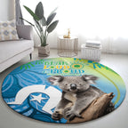Vivid Minimal Koala NAIDOC 2024 Round Carpet Aboriginal Art Style